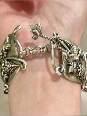 Vintage Ed Levin Sterling Silver Grapevine Grape Link Bracelet 85g Signed .925